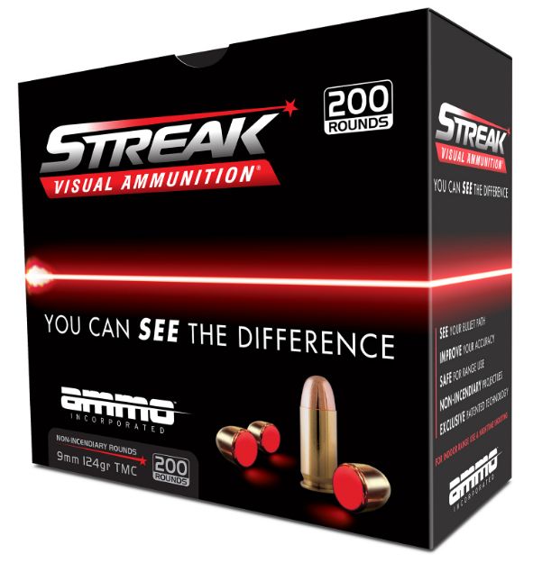 Picture of Ammo Inc Streak Visual (Red) Self Defense 9Mm Luger 124 Gr Total Metal Jacket (Tmj) 20 Per Box/ 10 Cs 