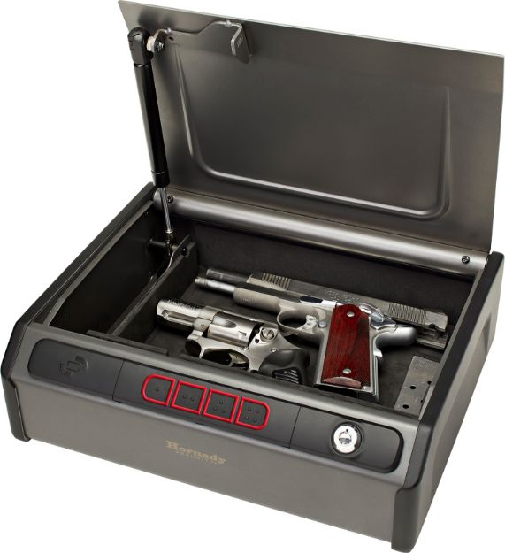 Picture of Hornady Rapid Safe Rfid/Access Code/Key Entry Gray Steel Holds 2 Handguns 