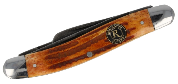 Picture of Remington Accessories Backwoods Stockman Folding Stonewashed Carbon Steel Blade Coffee Brown W/Remington Medallion Bone Handle 