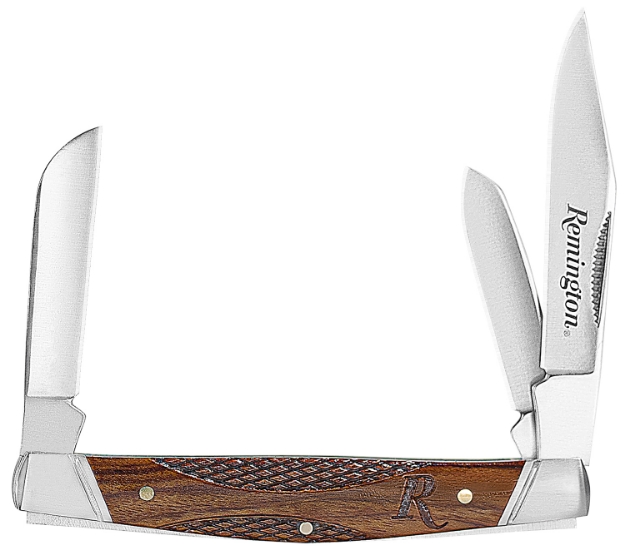 Picture of Remington Accessories Woodland Stockman Folding Stainless Steel Blade Brown W/Remington Logo Wood Handle 