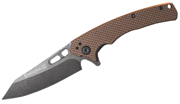 Picture of Remington Accessories Edc Folding Caper Stonewashed D2 Steel Blade Tan G10 Handle Includes Pocket Clip 