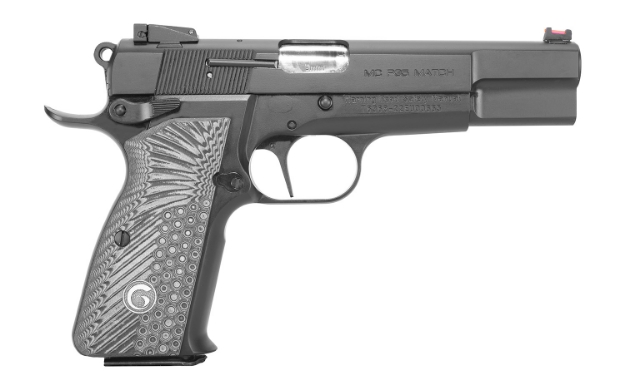 Picture of Eaa Girsan High Power Mc P35 Match 9Mm Luger 15+1 4.87" Stainless Steel Barrel, Matte Black Serrated Slide, Matte Black Steel Frame W/Beavertail, Black/Gray Checkered Grips Ambidextrous 