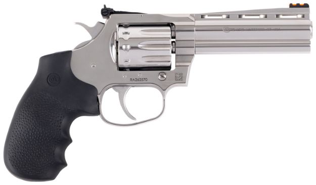 Picture of Colt Mfg King Cobra Target 22 Lr 10Rd Shot 4.25" Stainless Steel Barrel Stainless Stainless Steel Frame Stainless Cylinder Black Hogue Overmolded Grips 