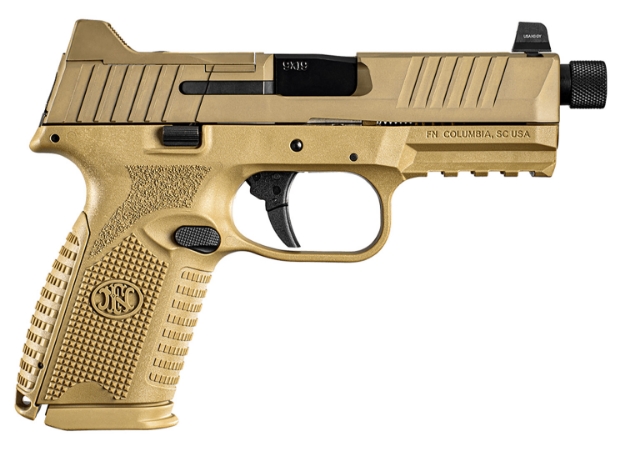 Picture of Fn 509 Midsize Tactical 9Mm Luger 4.50" Threaded Barrel 15+1 Or 24+1, Flat Dark Earth Polymer Frame With Mounting Rail, Optic Cut Fde Stainless Steel Slide, No Manual Safety, Optics Ready 