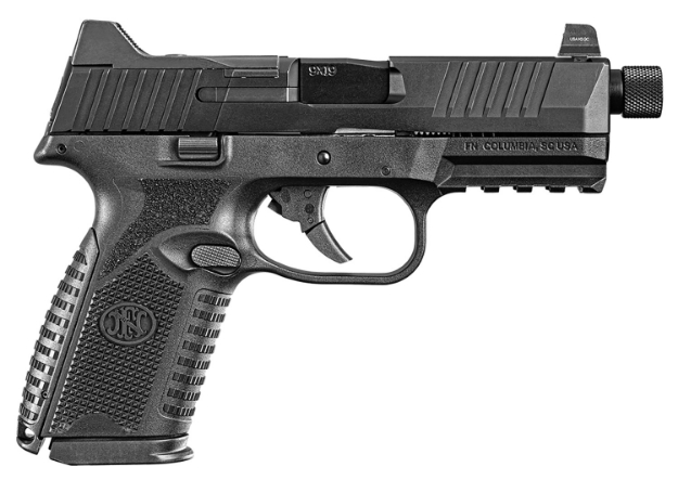 Picture of Fn 509 Midsize Tactical 9Mm Luger 4.50"Tthreaded Barrel 15+1 Or 24+1, Black Polymer Frame With Mounting Rail, Optic Cut Matte Black Stainless Steel Slide, No Manual Safety, Optics Ready 