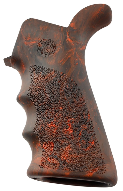 Picture of Hogue Overmolded Beavertail Made Of Rubber With Red Lava Finish, Cobblestone Texture & Finger Grooves For Ar-15, M16 