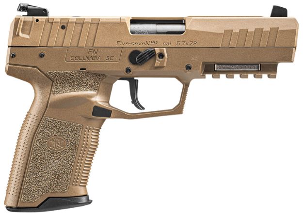 Picture of Fn Five-Seven Mrd 5.7X28mm 4.80" Barrel 20+1, Flat Dark Earth Polymer Frame With Mounting Rail & Serrated Trigger Guard, Optic Cut Fde Steel Slide, No Manual Safety, Optics Ready 