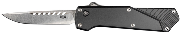 Picture of Southern Grind Arachnid 3.20" Otf Drop Point Plain Satin Pvd Coated S35vn Ss Blade Black Aluminum Handle Features Blood Groove On Blade Includes Pocket Clip 