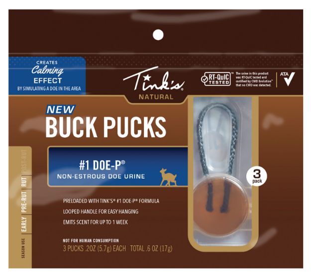 Picture of Tinks #1 Doe-P Buck Pucks Deer Attractant Doe Urine Scent Hang 3 Pack 