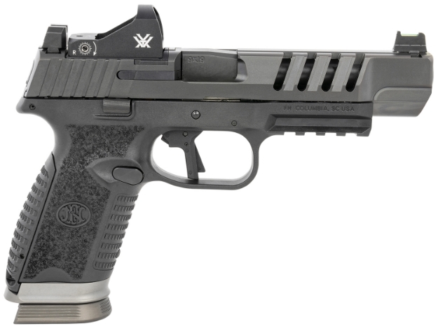 Picture of Fn 509 Ls Edge 9Mm Luger 5" Barrel 10+1, Matte Black Polymer Frame With Mounting Rail, Optic Cut/ Lightening Cut Graphite Pvd Steel Slide, Includes Vortex Viper Red Dot 