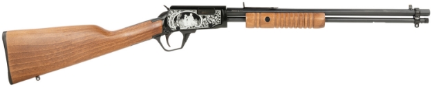 Picture of Rossi Gallery 22 Lr Caliber With 15+1 Capacity, 18" Barrel, Polished Black With Father And Son Hunting Scene Engraving Metal Finish, & Fixed Hardwood Stock Right Hand 