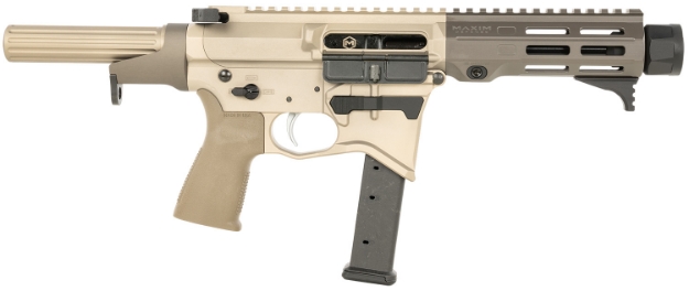 Picture of Maxim Defense Cps Md9 9Mm Luger Caliber With 5.50" Barrel, Arid Brown Anodized Metal Finish, Black Maxim Cqb Brace & Polymer Grip Right Hand 