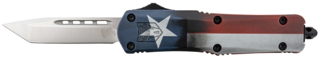 Picture of Cobratec Knives Fs-3 Texas Flag Medium 3" Otf Tanto Plain D2 Steel Blade 4.50" Aluminum Cerakoted Handle Includes Glass Breaker/Pocket Clip 