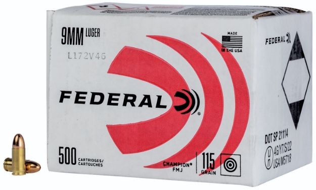 Picture of Federal Champion Training 9Mm Luger 115 Gr Full Metal Jacket (Fmj) 500 Per Box/ 1 Cs 