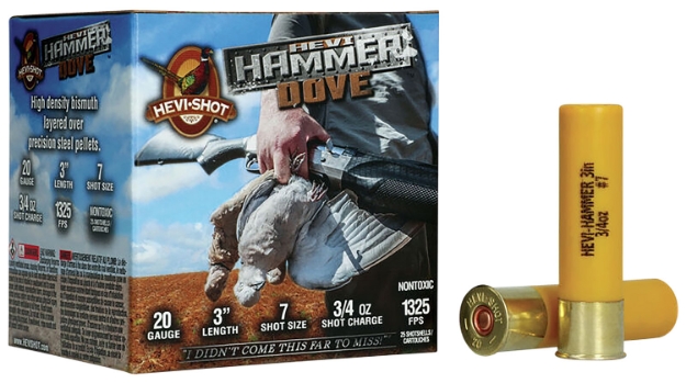 Picture of Hevi-Shot Hs29238 Hevi-Hammer Dove 20 Gauge 3" 3/4 Oz Steel, Bismuth 7 Shot 25 Per Box/ 10 Cs 