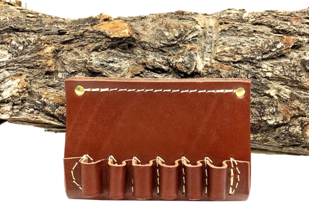 Picture of Hunter Company Cartridge Belt Slide Chestnut Tan Leather 45 Cal Capacity 6Rd Belt Slide Mount 2" Belt 