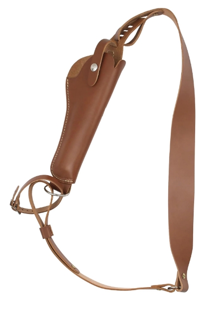 Picture of Hunter Company Sportsman Bandolero Shoulder Size 4 Chestnut Tan Leather Harness Fits Da Revolver Fits 5-6.50" Barrel Right Hand 