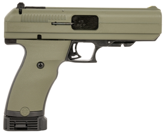 Picture of Hi-Point Jhp 45 Acp 4.50" 9+1, Od Camo, Picatinny Rail Frame, Serrated Steel Slide, High-Impact Polymer Grip 