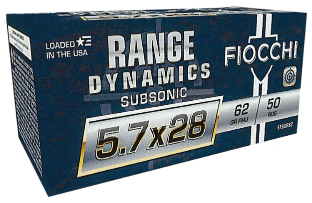 Picture of Fiocchi Range Dynamics Subsonic 5.7X28mm 62 Gr Full Metal Jacket (Fmj) 50 Per Box/ 10 Cs 