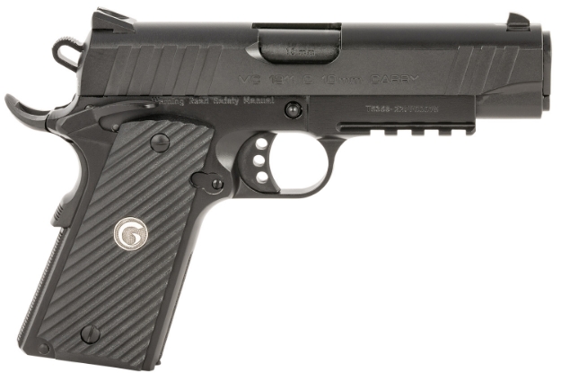 Picture of Eaa Girsan Mc1911 Commander Carry 10Mm Auto 9+1 4.40", Black Serrated Slide, Black Steel Frame With Pic. Rail, Checkered Laminate Grips, Ambi Controls 