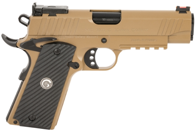 Picture of Eaa Girsan Mc1911 Commander Carry 10Mm Auto 9+1 4.40", Fde, Serrated Slide, Steel Frame With Pic. Rail, Black Polymer Grips, Ambi Controls, Fiber Optic Sights 