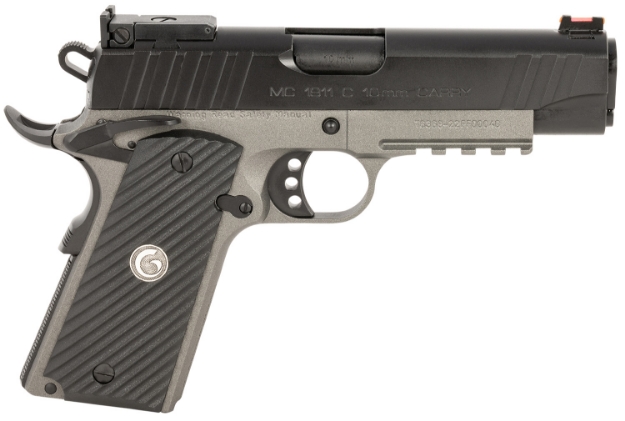 Picture of Eaa Girsan Mc1911 Commander Carry 10Mm Auto 9+1 4.40", Two-Tone, Black Serrated Slide, Gray Steel Frame With Pic. Rail, Black Polymer Grips, Ambi Controls, Fiber Optic Sights 