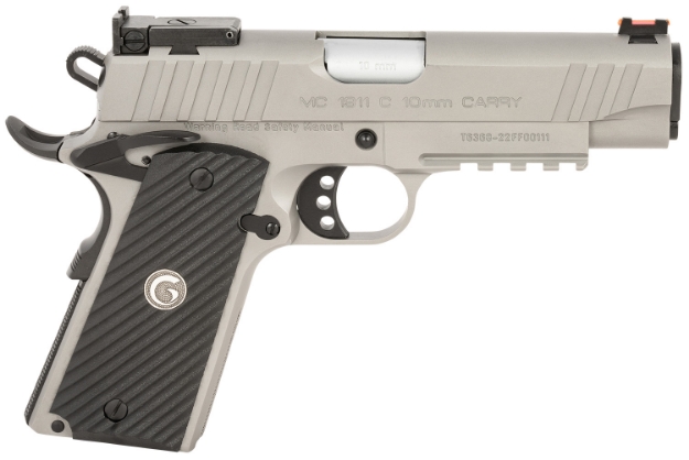 Picture of Eaa Girsan Mc1911 Commander Carry 10Mm Auto 9+1 4.40", Matte Stainless, Serrated Slide, Steel Frame With Pic. Rail, Black Checkered Laminate Grips, Ambi Controls, Fiber Optic Sights 