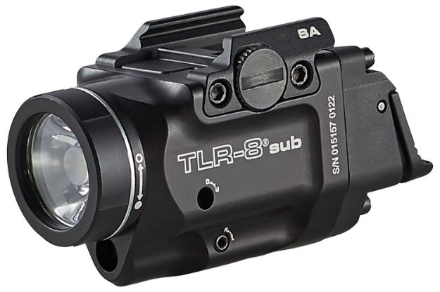 Picture of Streamlight Tlr-8 Sub W/Laser Red Laser 500 Lumens 640-660Nm Wavelength, Black 141 Meters Beam Distance, Fits Springfield Hellcat Handgun Rail Clamp Mount 