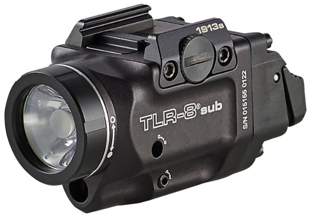 Picture of Streamlight Tlr-8 Sub W/Laser Red Laser 500 Lumens, 640-660Nm Wavelength, Black 141 Meters Beam Distance, Fits 1913 Short Railed Subcompact Handguns Rail Clamp Mount 