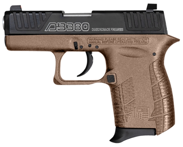 Picture of Diamondback G4 380 Acp 6+1 2" Stainless Steel Barrel, Black Serrated W/Laser Logo Slide, Flat Dark Earth Polymer Frame W/Beavertail, Fde Polymer Grips 