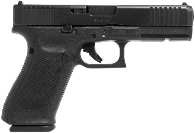 Picture of Glock G20 Gen5 Mos Compact 10Mm Auto 10+1 4.61" Black Steel Barrel, Black Ndlc Serrated Slide, Black Polymer Frame W/Accessory Rail, Black Polymer Grips Ambidextrous 