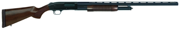 Picture of Mossberg 500 Retrograde-Field 12 Gauge 5+1 3" 28" Barrel, Matte Blued Metal Finish, Walnut Stock W/Checkered Grip & Corncob Forend, Dual Bead Sight, Accu-Set Chokes 