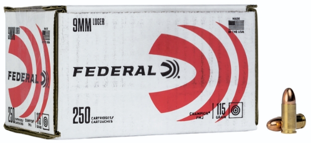 Picture of Federal Champion Training 9Mm Luger 115 Gr Full Metal Jacket (Fmj) 250 Per Box/ 4 Cs 