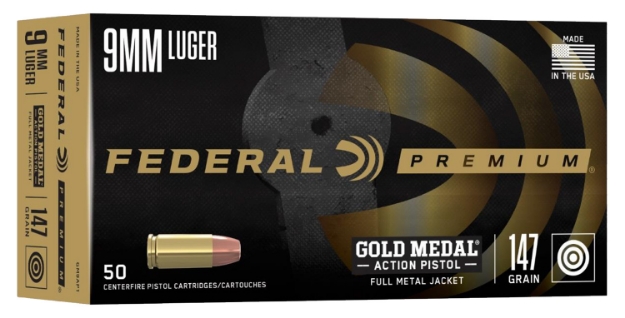 Picture of Federal Gold Medal Premium 9Mm Luger 147 Gr Full Metal Jacket (Fmj) 50 Per Box/ 10 Cs 