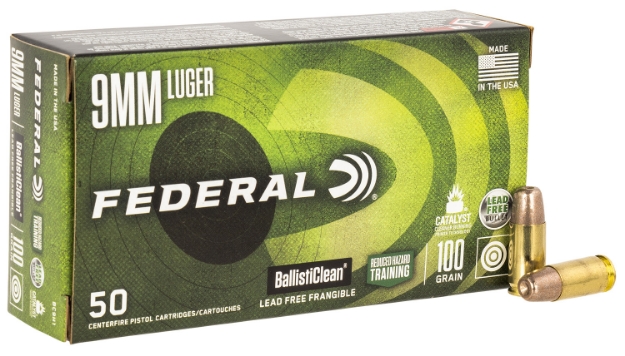 Picture of Federal Ballisticlean Reduced Hazard Training 9Mm Luger 100 Gr Lead-Free Frangible 50 Per Box/ 20 Cs 