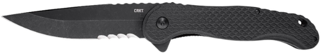 Picture of Crkt Taco 4.22" Folding Part Serrated Black Stonewashed 4116 Ss Blade/Black Textured Grn Handle Includes Pocket Clip 