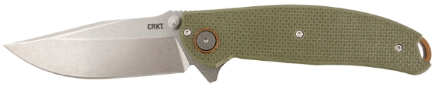 Picture of Crkt Butte 3.36" Folding Plain Stonewashed D2 Steel Blade/Od Green G10 Handle Includes Pocket Clip 