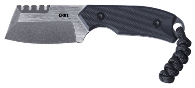 Picture of Crkt Razel Compact 2.32" Fixed Plain/Top Veff Serrations Brushed Stonewashed D2 Steel Blade/Black G10 Handle Includes Cord Fob/Sheath 