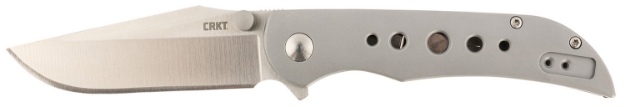 Picture of Crkt Oxcart 3.05" Folding Plain Satin Aus-8A Ss Blade/Brushed Stainless Steel Handle Includes Pocket Clip 