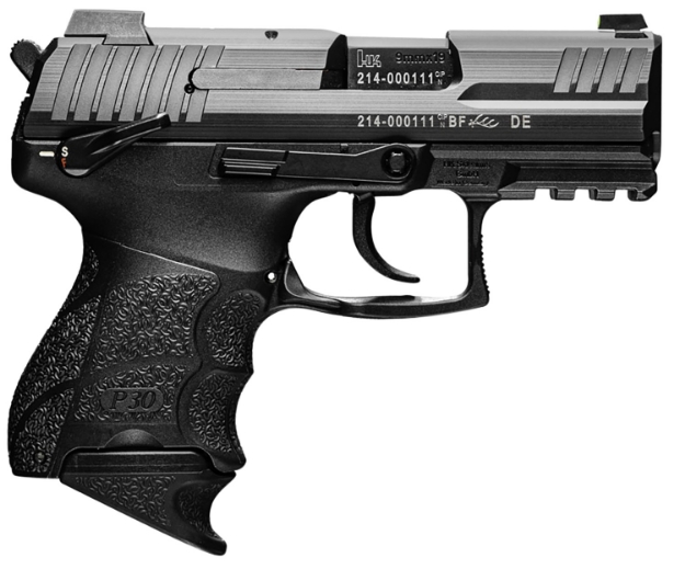 Picture of Hk P30sk Sub-Compact 9Mm Luger 15+1 3.27" Black Matte Stainless Serrated Slide Black Polymer Frame W/Picatinny Rail Black Finger Grooved Polymer Grips Ambidextrous Hand 