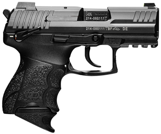 Picture of Hk P30sk Sub-Compact 9Mm Luger 15+1 3.27" Black Matte Stainless Serrated Slide Black Polymer Frame W/Picatinny Rail Black Finger Grooved Polymer Grips Ambidextrous Hand 