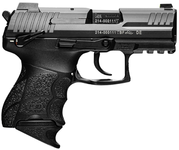 Picture of Hk P30sk Sub-Compact 9Mm Luger 15+1 3.27" Black Matte Stainless Serrated Slide Black Polymer Frame W/Picatinny Rail Black Finger Grooved Polymer Grips Ambidextrous Hand 