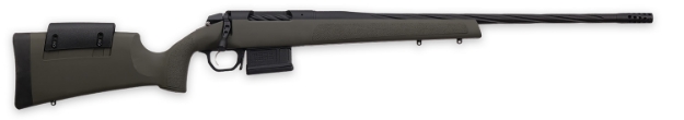 Picture of Weatherby 307 Range Xp 243 Win 5+1 22" Fluted, Black Barrel/Rec, Od Green Synthetic Stock With Adj. Cheek Rest, Accubrake Muzzle Brake, Triggertech Trigger 