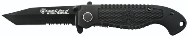 Picture of Smith & Wesson Knives Special Tactical 3.50" Folding Part Serrated Stainless Steel Blade 4.60" Black 