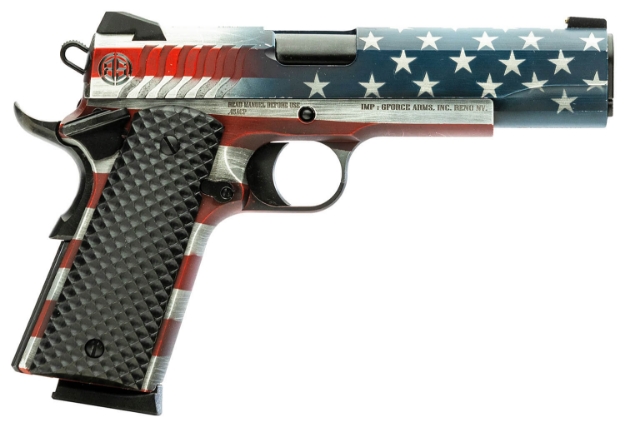 Picture of Gforce Arms Bs9susa Balistik Defense Adam Full Size 9Mm Luger 9+1 4.38" Black Steel Barrel, Usa Flag Cerakote Slide & Steel Frame W/Beavertail, Black Rubber Grips 